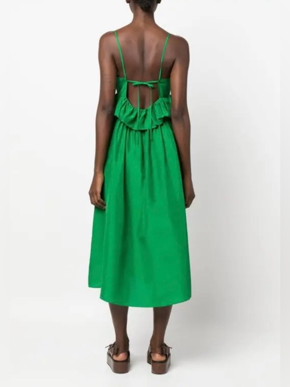 Ulla Johnson bright apple green silk spaghetti strap midi dress - Picture 9 of 12